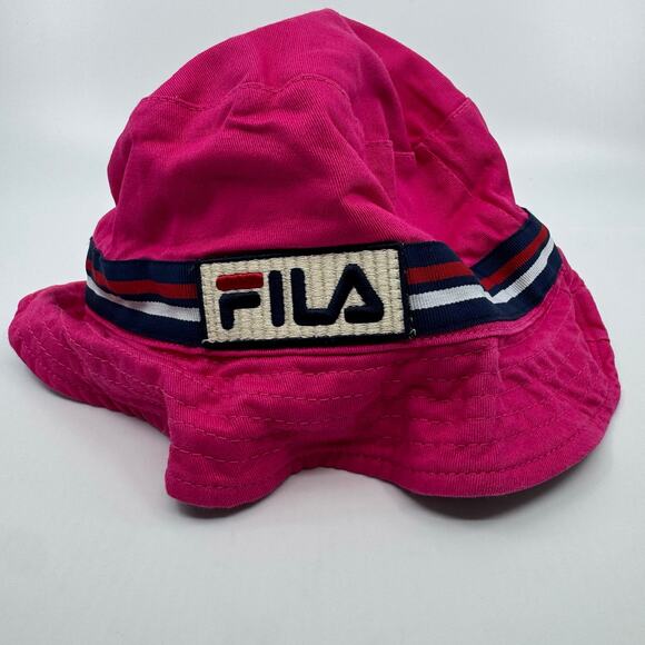 FILA Y2K vintage pink bucket hat patch reversible - Picture 1 of 8